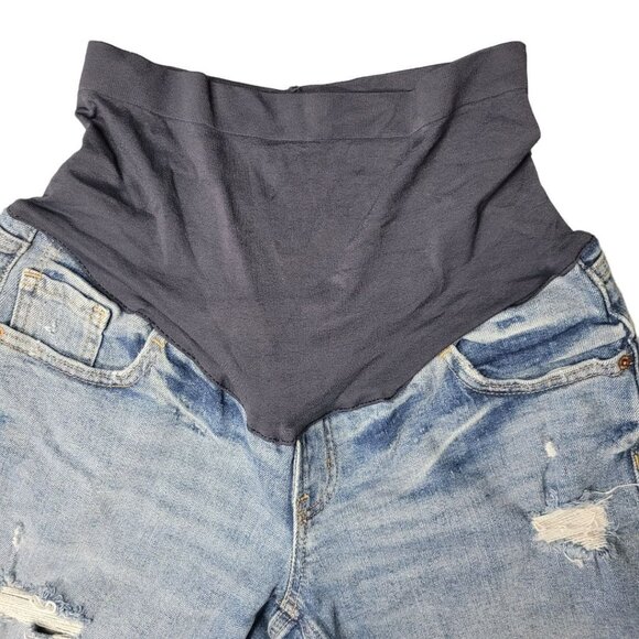 Old Navy Maternity Jean Shorts Distressed Denim‎ Stratch Belly Top Womens 6 - Picture 2 of 7